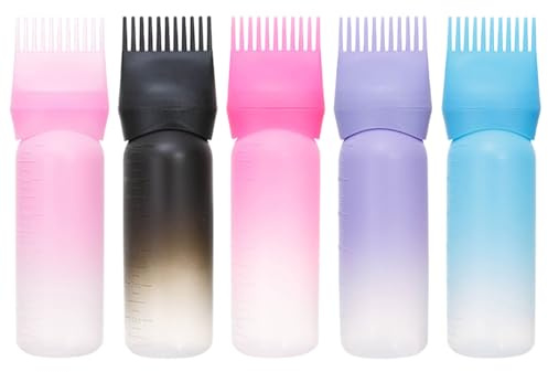 Bouteille de peigne de racine | Bouteille de shampooing d'huile réutilisable de 6 onces, flacon applicateur de peigne de racine, brosse applicatrice de coloration des cheveux, peigne pour cuir chevelu