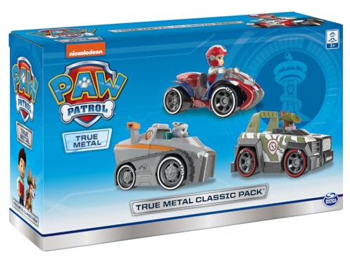 Paw Patrol, True Metal Classic Pack of 3 Collectible Die-Cast Vehicles, 1:55 Scale