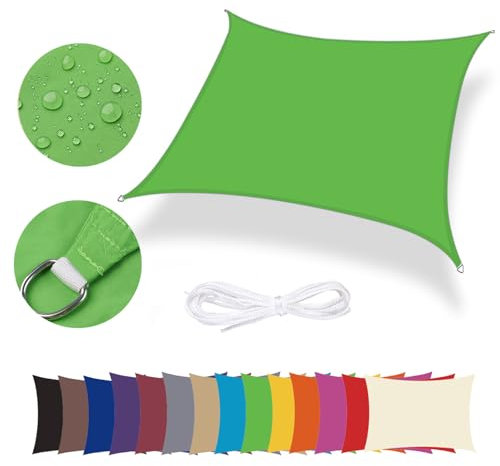 Lingle888 Sonnensegel Sonnenschutz Sonnendach Wasserdicht 98% UV-Schutz Balkon Viereck Rechteck Quadrat Winddicht 8Tage Transport 420D 10Farbe 25Größe (1.5x2, Grün)
