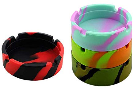 4 Pcs Colorful Silicone Ashtray, Won't Break-Silicone Rubber Nonstick Ash Tray Stylish Heat Resistant Ashtray for Home Office Restaurant (Multicolour-1)