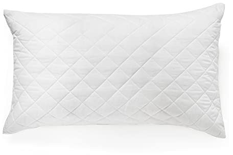 mFabrics Hollow-Fibre Filled Medium Firm Quilted Pillows Hotel Quality | Poly-Cotton - White | 50x75cm (1)
