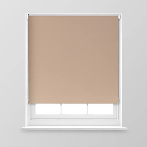 Trimmable Blackout Roller Blind - 6FT - MOCHA - 180cm(W) x 170cm(L) | Polyester Thermal Blackout Roller Blind with Trim-To-Size Fit, Blocks Light, Retains Warmth, Ideal for Bedrooms & Lounges
