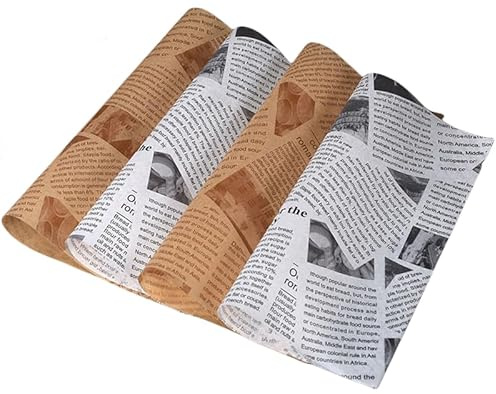 100 st korgfoder mat picknick Deli vaxpappersark för mat, 25 x 25 cm, bakpapper tidning tryckdesign mat omslagspapper (100 ark)