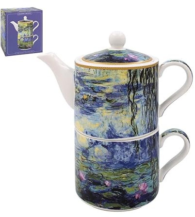 The Leonardo Collection Claude Monet Tea for One | Ceramic Teapot and Cup Set | Beautiful Gift for Home Use | Stylish Printed Teapot for Tea Enthusiasts