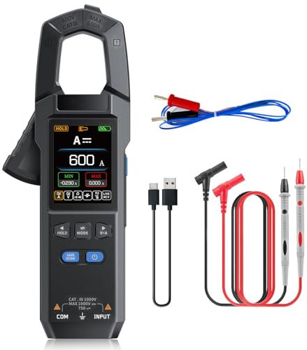 Treedix Digital Clamp Meter TRMS 10000 Counts Multimeter, AC/DC Volt Amp Clamp Meter, Tester for Voltage, Current, Resistance, Diodes Continuity, Capacitance, Frequency, NCV, Temperature