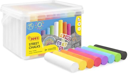 Jovi STREET CHALKS Lot de 48 craies jumbo super épaisses pour peinture de sol, anti-poussière, couleurs vives