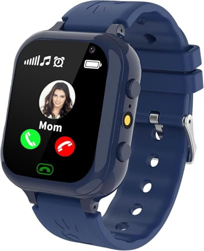 Montre Connectée Enfant avec SOS, Smartwatch Enfants Téléphone SIM, SMS, Calendrier, Réveil, Caméra, Podomètre, MP3/Vidéo Player, Lampe Poche, 25 Jeux, Montre Enfants Garçon et Fille de 3-12 Ans