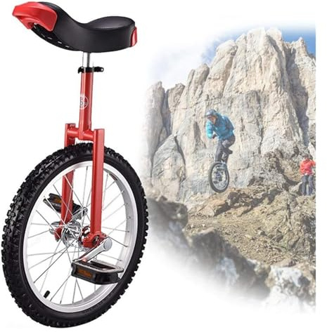 SFQEVHRZ Monociclo, Monocicli da 18 Pollici for Adulti, Ruote Antiscivolo, Pneumatici Montagna, Bici Equilibrio for Esercizi di autobilanciamento(Red)