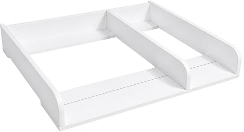 ComfortCove Skötbordstillsats med Sidofack, Rundade Sidor, 80x70 cm, Vit | Skötbordstopp för Byrå Justerbar Utdragbar 34–50cm för Olika Byråer, Skötbordsinsats Baby, Skötbordspåbyggnad