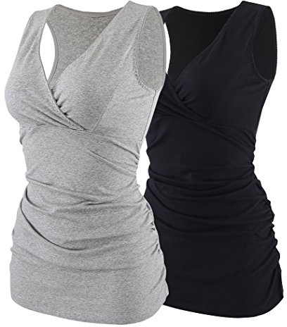 ZUMIY Top maternità e prémaman, Cotone V Neck Donna Increspato Camicia di maternità Vita/Gravidanza T-Shirt