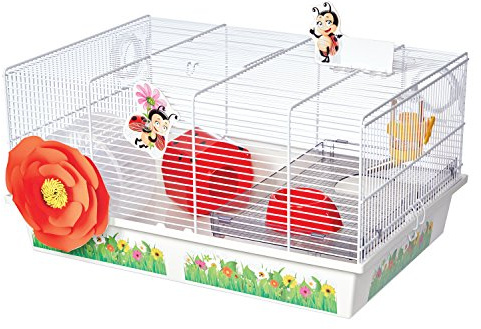 MidWest Homes for Pets Hamster Cage | Lovely Ladybug Theme | Accessories & Decals Included