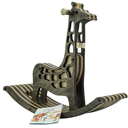 Sweety Toys 11155 Schaukelpferd Holz Schaukeltier Giraffe Gisela Dunkelbraun- hochwertiges Designer Schaukelpferd