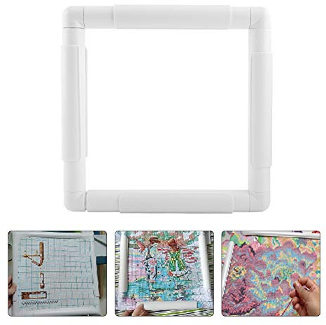 HEEPDD Embroidery Clip Frame, Plastic Square Frame Embroidery Hoop for Embroidery Quilting Needlepoint Cross Stitch Silk-Painting(20.3×20.3cm)