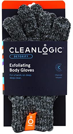 Clean Logic Detox Charcoal Exfoliating Bath Glove (Pack of 2)