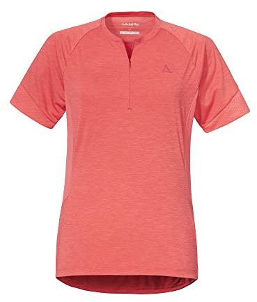 Schöffel Damen Shirt Auvergne L, geruchshemmendes Radtrikot, schnell trocknendes Funktionsshirt mit Taschen, georgia peach, 38
