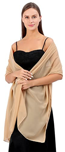 FAIRYGATE Womens Scarf Lightweight Scarves for Women Sale Ladies Chiffon Plain Neck Scarfs Soft Headwrap Girls Headscarf Sheer Wrap Apricot Colour Shawl Shawls for Weddings A0407