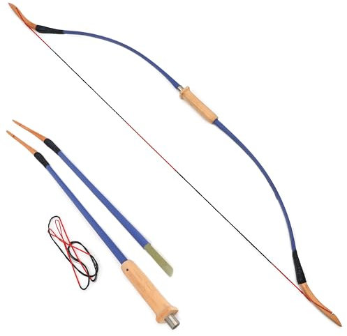 Poearcus Takedown Traditioneller Bogen 15-40 Ibs Jagdbogen Pferdebogen 53 Langbogen für berittenes Bogenschießen und Präzisionsschießen (Blau, 20 Ibs)