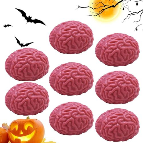 Pack of 8 Replica Brain Anti-Stress Balls - Kneadable Soft Halloween Toy - For Medical Students Nursing Students - Relaxation for Stress & Work Pressure