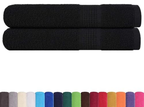 vidaXL Serviettes de Sauna 2 pcs Noir 80x200 cm 360 g/m² 100% Coton, Serviette, Serviette de Bain, Serviette en Coton