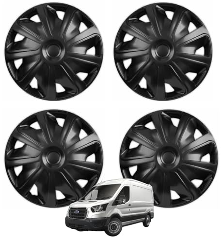 Shield Autocare Van Wheel Trims Craft, Set of 4 Deep Dish Wheel Covers Protectors, Easy to Install Hubcaps (Black, 16 Inch)