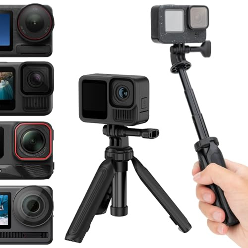 JJC Mini Selfie Stick Tripod for DJI Osmo Action 6 5 pro 4 3,Black