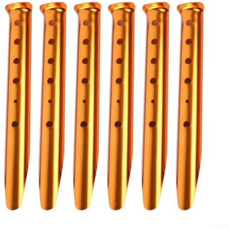 Jotekonoby Estacas de aluminio en forma de U, paquete de 6 estacas de nieve y arena de 31 cm para camping, senderismo, mochileros, anclas resistentes al óxido para ser (dorado)