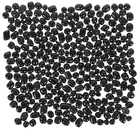 Kisangel Grava de Vidrio Negra para Acuario y Jarrones Piedras Decorativas Irregulares Relleno Versátil para Peceras y Bonsáis