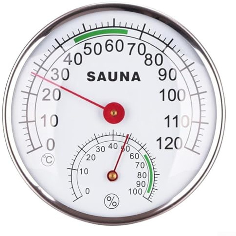 Termoigrometro analogico di funzione doppia per sauna per il bagno e le strutture del vapore con l'alloggio termoresistente del metallo