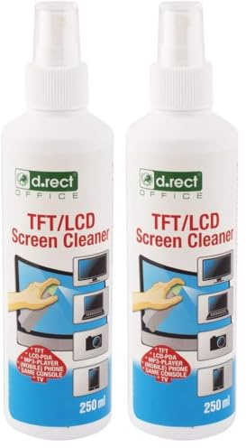 D.RECT Spray per la pulizia schermi | 250ml | per: monitor, TV, LED, smartphone (Confezione da 2)