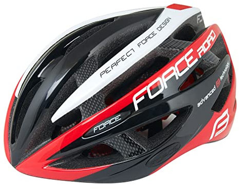 Force Road Helm sportlich Road/MTB (schwarz-rot-weiß, S/M (54-58))