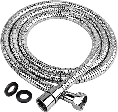 Shower Hose 2m, Long Shower Hose, Universal Replacement Stainless Steel Shower Pipe, Flexible Anti-Kink with 2 Washers - Chrome