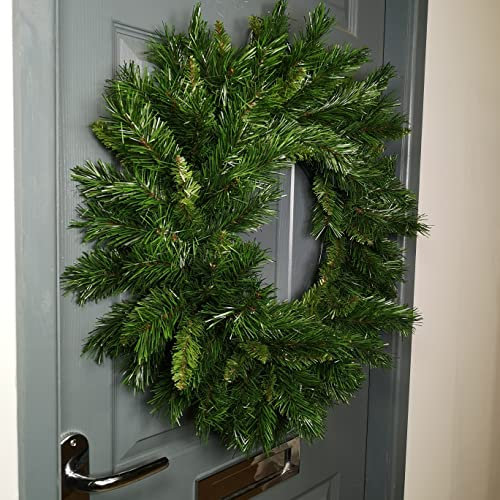 Samuel ALEXANDER 60cm Kateson Fir Artificial Plain Green Christmas Wreath with 150 Tips