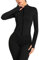 FEOYA Laufjacke Damen Atmungsaktive Enge Sportjacke mit Daumenloch Reißverschluss Gym Yoga Top Langarm Fitness Trainingsjacke Leicht Sweatjacke Running Jacke Slim Fit Sportoberteil Schwarz S Shirt