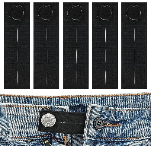 cobee Extension de ceinture élastique, 5 pièces taille réglable, boutons, pantalon, denim, pas besoin de coudre