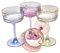 Farbige Vintage Coupe Gläser mit Goldrand, 4er Set, 260 ml/8,8 oz. Rotweingläser und Weißweingläser, Champagner, Cocktail, Martini, Gin und Prosecco Glas, Sektschalen