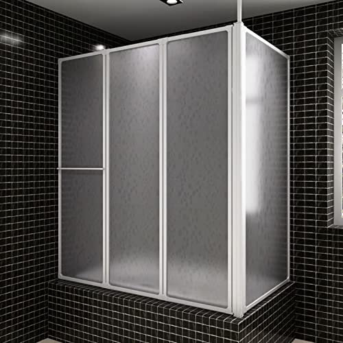 Homgoday Parete doccia a forma di L, 70 x 120 x 137 cm, 4 pannelli, pieghevole, per vasca da bagno, doccia, divisorio, parete divisoria