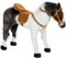 AIYAPLAY Stehpferd Spielpferd zum Reiten mit Sattel und Zaumzeug, 48 cm Höhe Reitpferd mit Soundfunktion, Plüschpferd bis 60 kg für Kinder 3-8 Jahre, Braun+Cremeweiß