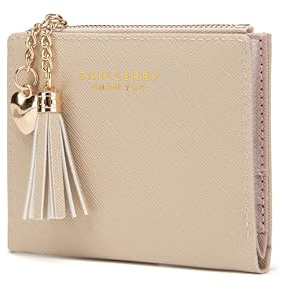 CHAOFANXI Portafoglio Donna Borsetta Portamonete Sottile Pochette Piccolo Portafogli in Pelle Squisita PU con Cerniera e chiusura a Scatto Scomparti per Carte Multipli, Beige
