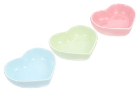 EPIGEIST Ciotole in Ceramica a Forma di Cuore Lavabili e Resistenti Set 3 Contenitori per Alimentazione Protezione Antispreco per Criceti e Animali Domestici