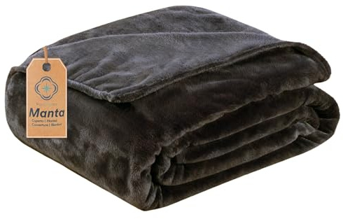 EASY SPEED Mantas Sofa, Manta de Franela Microfibra Suave para Sofá y Cama, Super Caliente para Adulto y Niño,Sin Arrugas (Gris Oscuro, 130 x 160 cm)