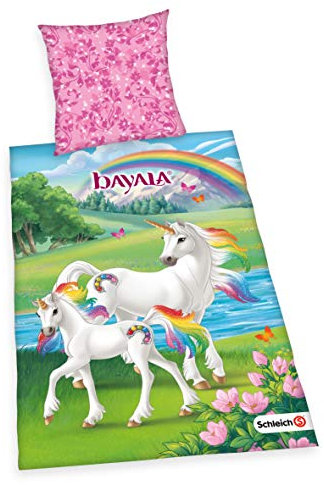 Herding SCHLEICH Bettwäsche-Set, Bayala Einhorn-Wendemotiv, Bettbezug 135 x 200cm, Kopfkissenbezug 80 x 80cm, Baumwolle/Renforcé
