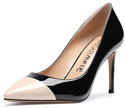 Castamere Escarpins Femme Bout Fermé Aiguille Talon 8.5CM Heels Verni Noir Nu Escarpin EU 38
