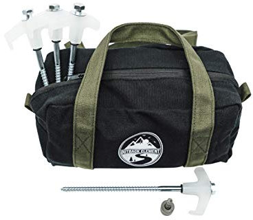Outback Element® - 15 Tent Stakes Heavy Duty with Glow in the Dark Heads + Bonus Canvas Carry Pouch and Hex Drill Bit