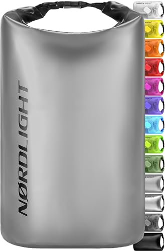 Nordlight Dry Bag 2L Wasserdichter Beutel - (Grau) Wasserdichter Packsack Mit Roll Top Verschluss Und Schultergurt | Schwimmen, Baden, Strand, Kanu, Stand Up Paddling, Tauchen