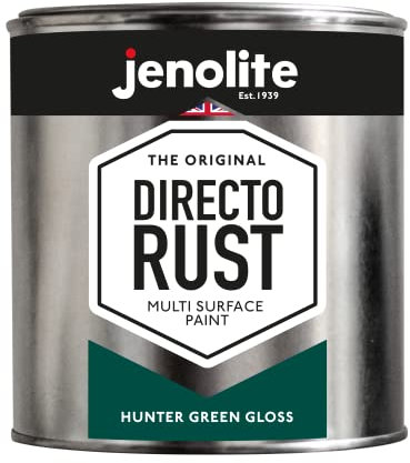 JENOLITE Directorust Hunter Green Gloss - Multi Surface Paint - For Use On Wood, Metal, Plastic, Ceramic & Rusted Surfaces - 1 Litre (RAL 6028)