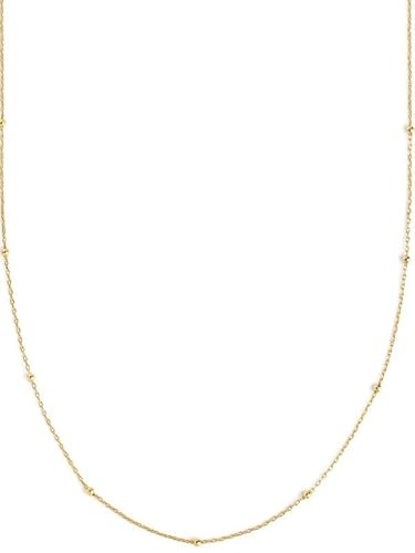 SINGULARU - Collar Dots. Cadena en Plata de Ley 925 con Baño de Oro 18Kt y esferas. Ajustable hasta 55 cm. Joyas para Mujer