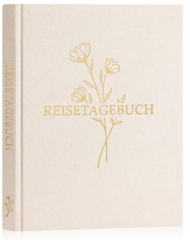 Lanpn Reisetagebuch Notizbuch für Frauen und Männer, Leinen Reisetagebuch zum Ausfüllen Fotobuch Reisejournal mit Aufforderungen, Reisebuch Urlaub Journal Jubiläums Reise Geschenke (Beige,110 Seiten)