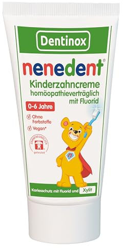 nenedent® Kinderzahncreme homöopathieverträglich mit Fluorid - Sanfte Pflege für starken Schutz | 500 ppm Fluorid | frei von Ätherischen Ölen, 1x 50ml