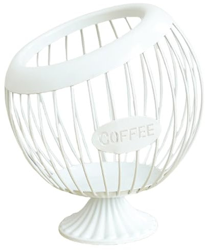 awakentti Kaffeekapselhalter, stabiler Metall-Kaffeetassenkorb, Ordnung in Ihrer Kaffeestation, eleganter Metalldraht-Organizer, Kaffeetassenhalter für Arbeitsplatte (weiß)