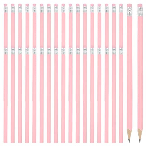 PATIKIL Round Pencils, 36 Pack Triangle HB Graphite Pencil Woodcase Wooden Pencils with Eraser for Classroom Office Writing Drawing Supplies, Pink